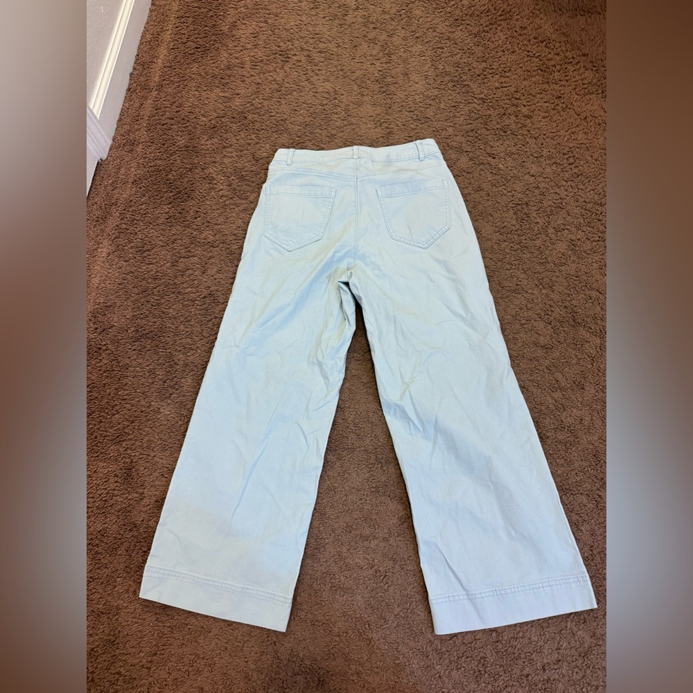 2 FOR $20 Old Navy Light Baby Blue High Rise Wide Let Crop Pants Size 4 - Picture 8 of 9